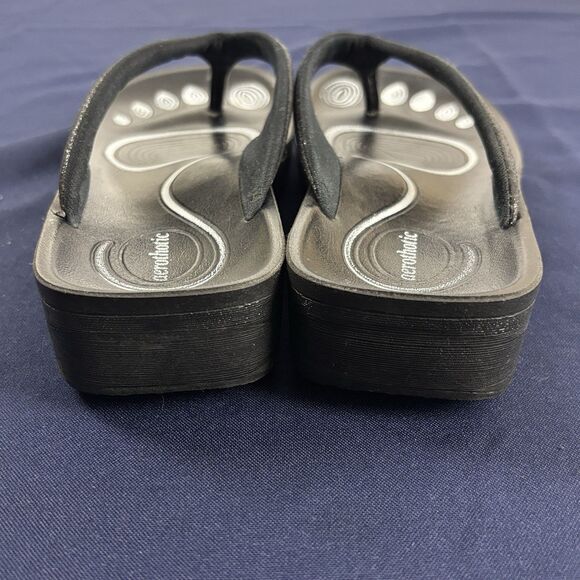 Aerothotic Black Sparkle Glitter Thong Sandals Rubber soles Size 7/37 - Picture 4 of 7